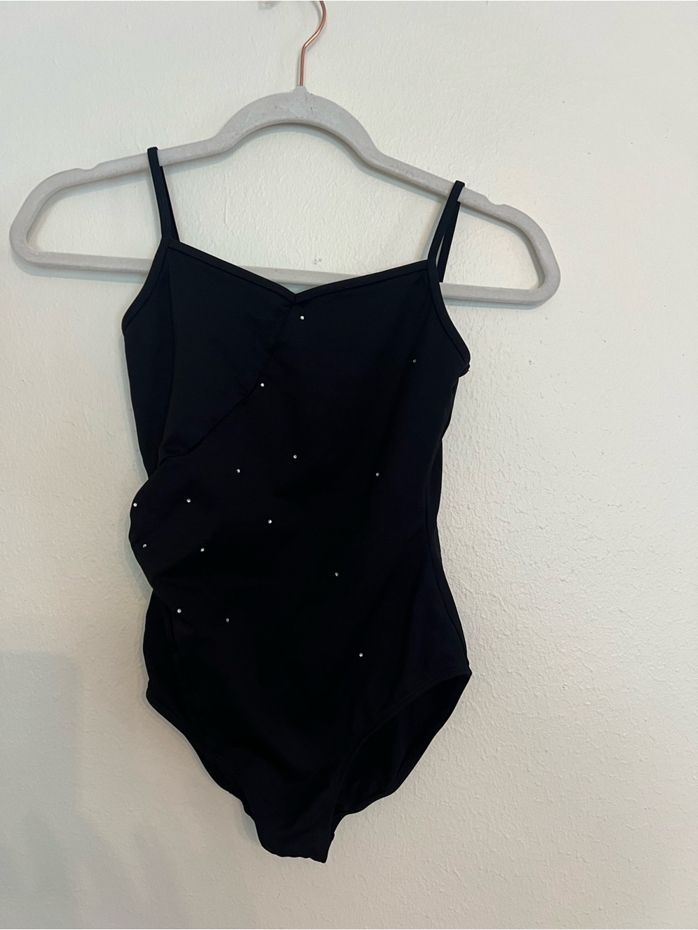 Mirella Black Girls' Sparkle-Stud Dance Bodysuit